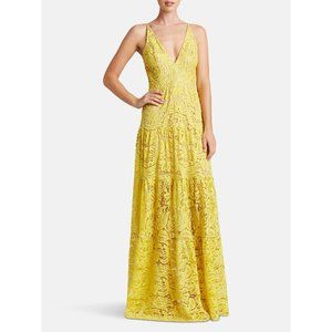 Dress the Population Melina Lace Maxi Dress in Canary Yellow Size S